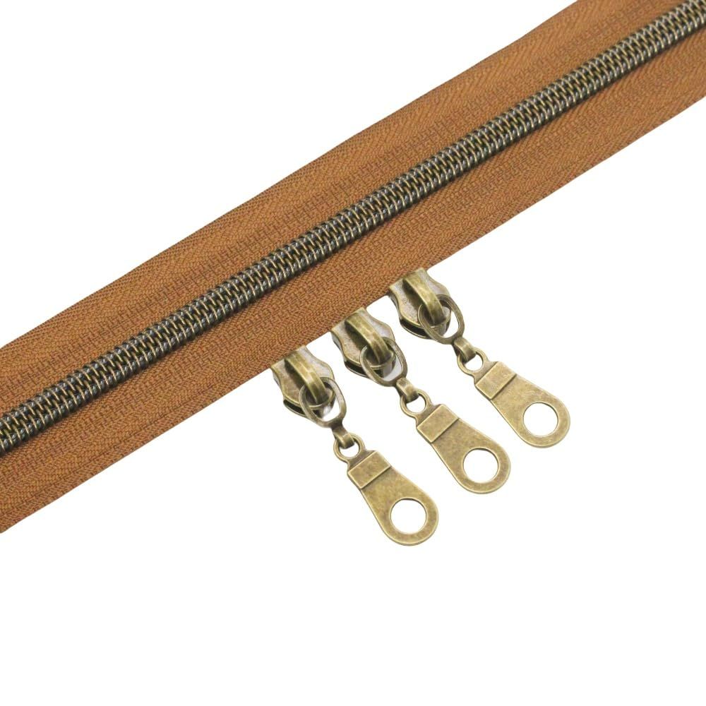 Craft One Roll Nylon Coil Zipper For Sewing With Bronze Teeth-366cm - Brown