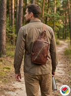 Genuine Leather SlingBag Crossbody Adjustable Proudly South African - Chocolate