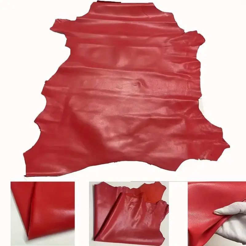Craft Multi-Purpose Soft Durable Sheepskin Handcraft Leather Fabric -60cm - Red