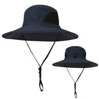 Camping Outdoor Quick Drying Sun Neck Protection Cap Hat Round - Blue