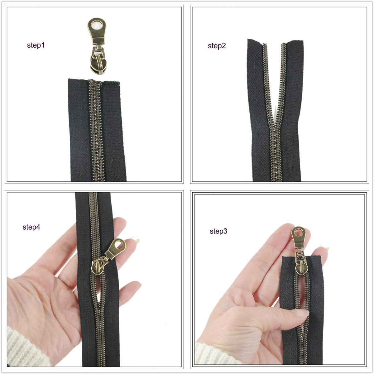 Craft One Roll Nylon Coil Zipper For Sewing With Bronze Teeth-366cm