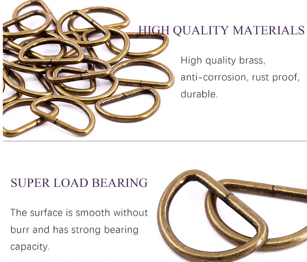 Leather Craft Bronze Metal Buckle Rings For DIY Projects 10pc - 38mm - D-Ring