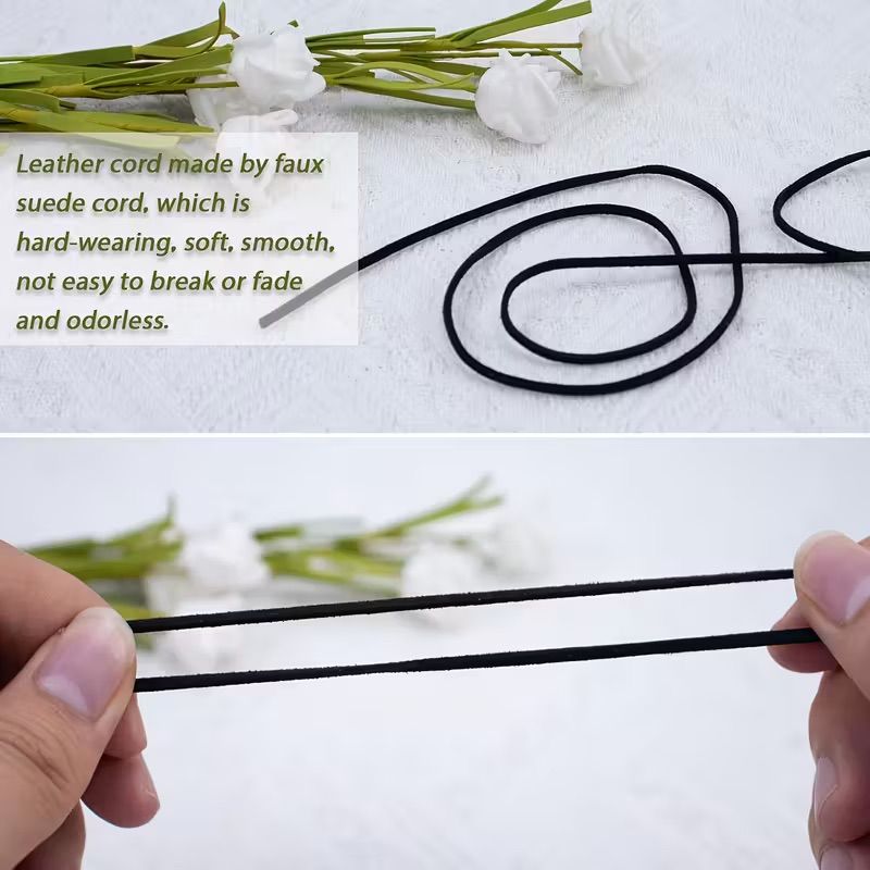 Craft Cowhide Leather Cord Strip For DIY Projects Jewellery Making 2pc - 4m - Black, Brown