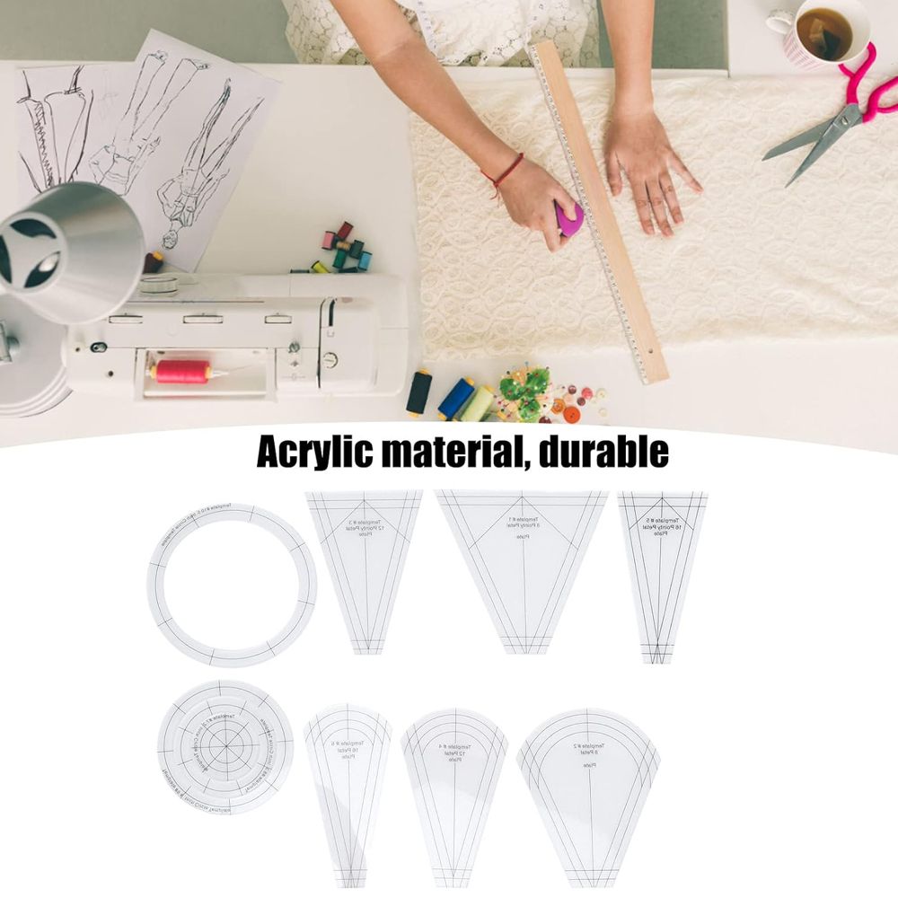 Craft DIY 7 Piece Multi Use Sewing & Quilting Template Ruler Set