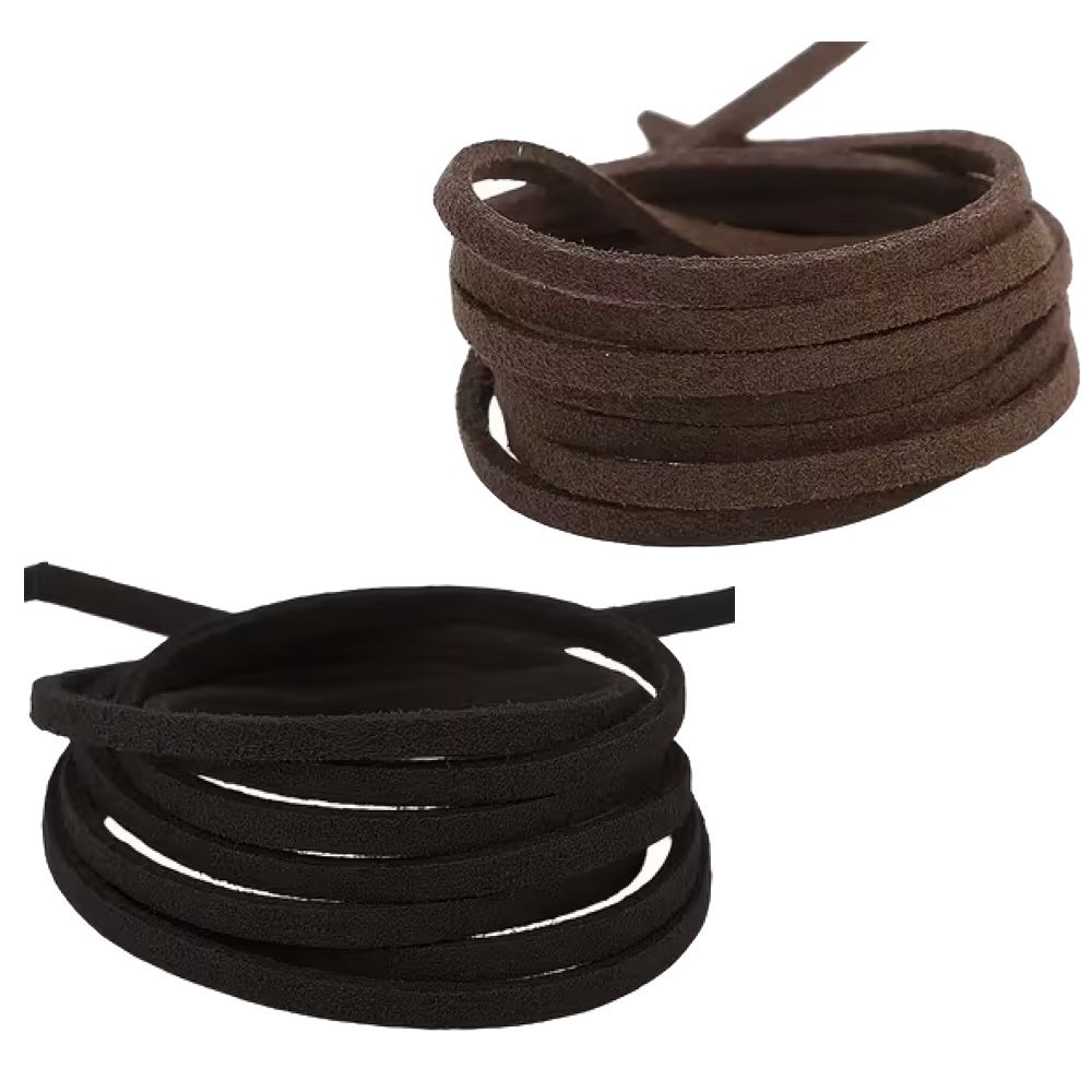 Craft Cowhide Leather Cord Strip For DIY Projects Jewellery Making 2pc - 4m - Black, Brown