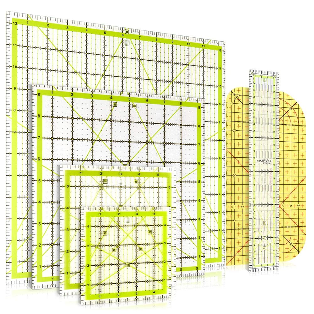 Craft Multifunctional Square Acrylic Quilting Fabric Cutting Ruler Set Of 6 - Yellow