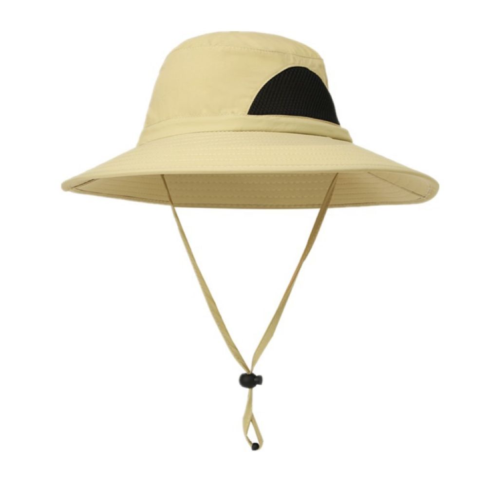 Camping Outdoor Quick Drying Sun Neck Protection Cap Hat Round - Brown