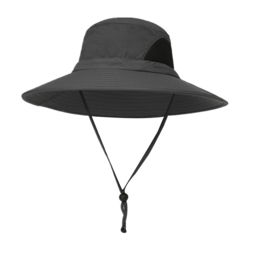 Camping Outdoor Quick Drying Sun Neck Protection Cap Hat Round - Grey