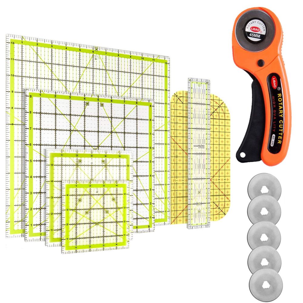Craft DIY Stationery Rotary Cutter Blades & T-shirt Rulers Set Of 12