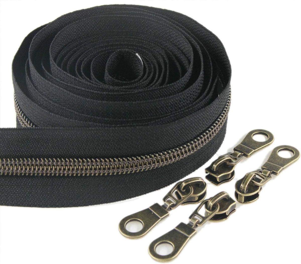 Craft One Roll Nylon Coil Zipper For Sewing With Bronze Teeth-366cm