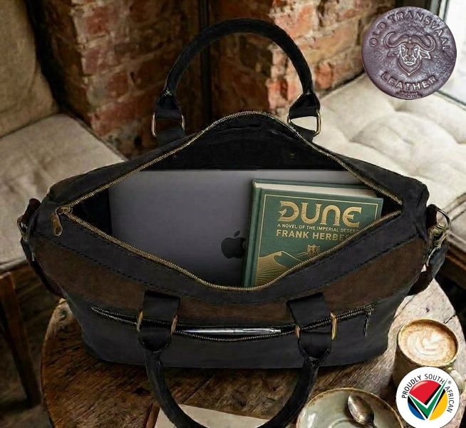 Genuine Old Transvaal Leather Everyday Laptop Crossbody Bag 40cm - Chocolate