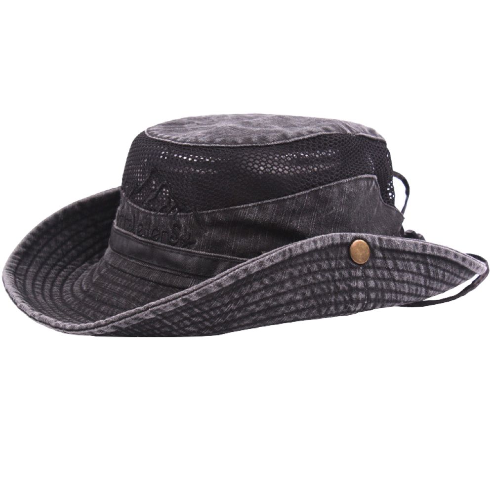 Camping Outdoor Fishing Bucket Hat - Green Aquarium Supplies - Black