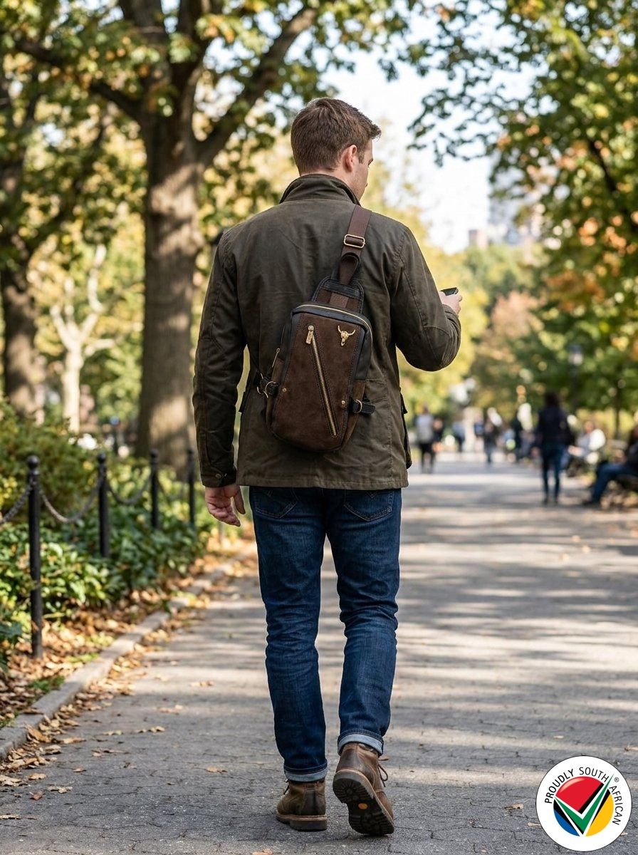 Genuine Leather SlingBag Crossbody Adjustable Proudly South African - Diesel