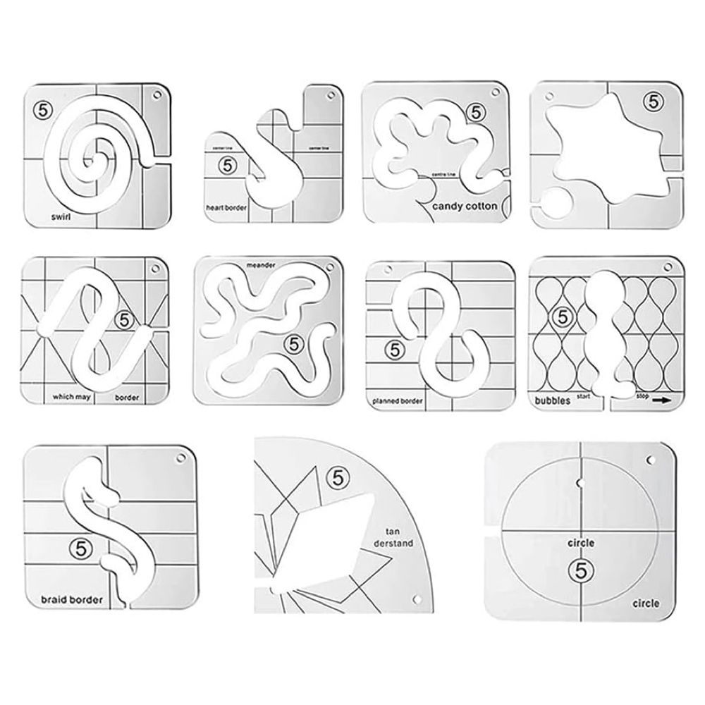 Craft DIY Multifunctional Acrylic Sewing Template Ruler Set of 11