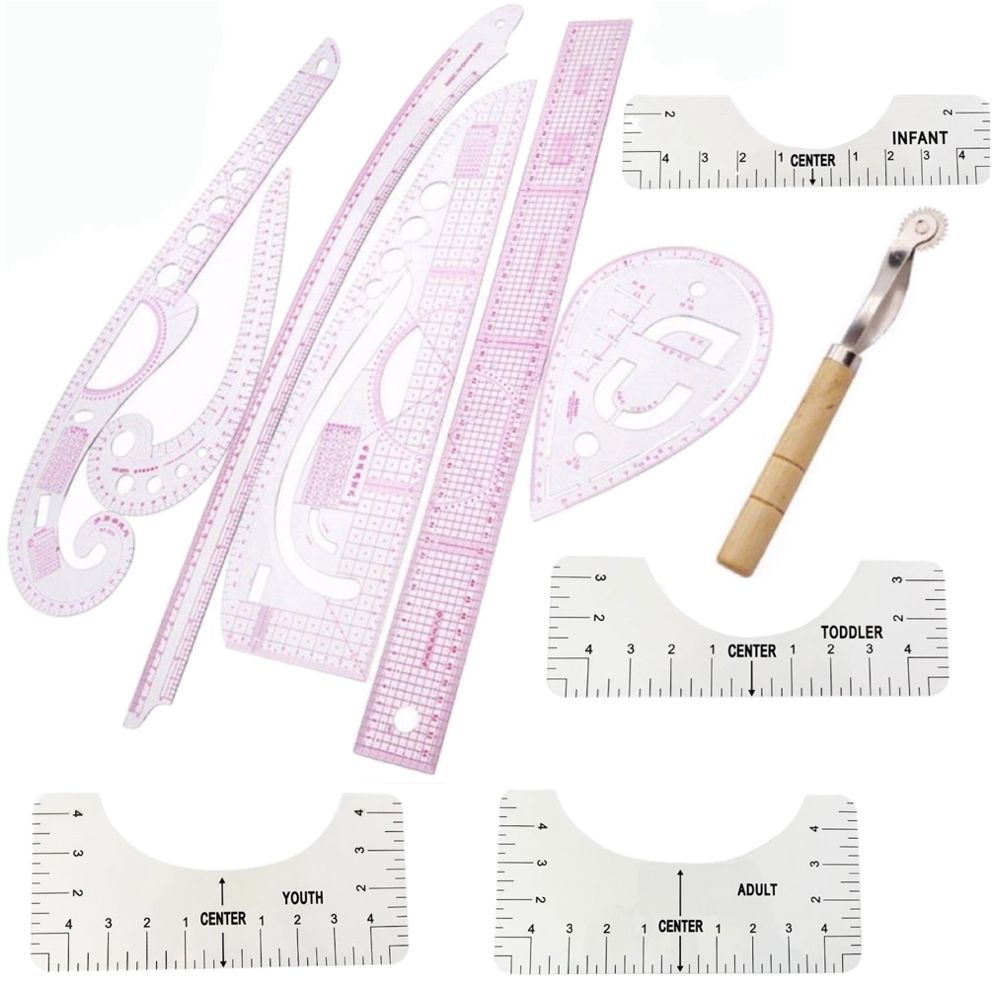 Craft 4pcs T Shirt Alignment Ruler With 6pcs Ruler Set & Marking Wheel