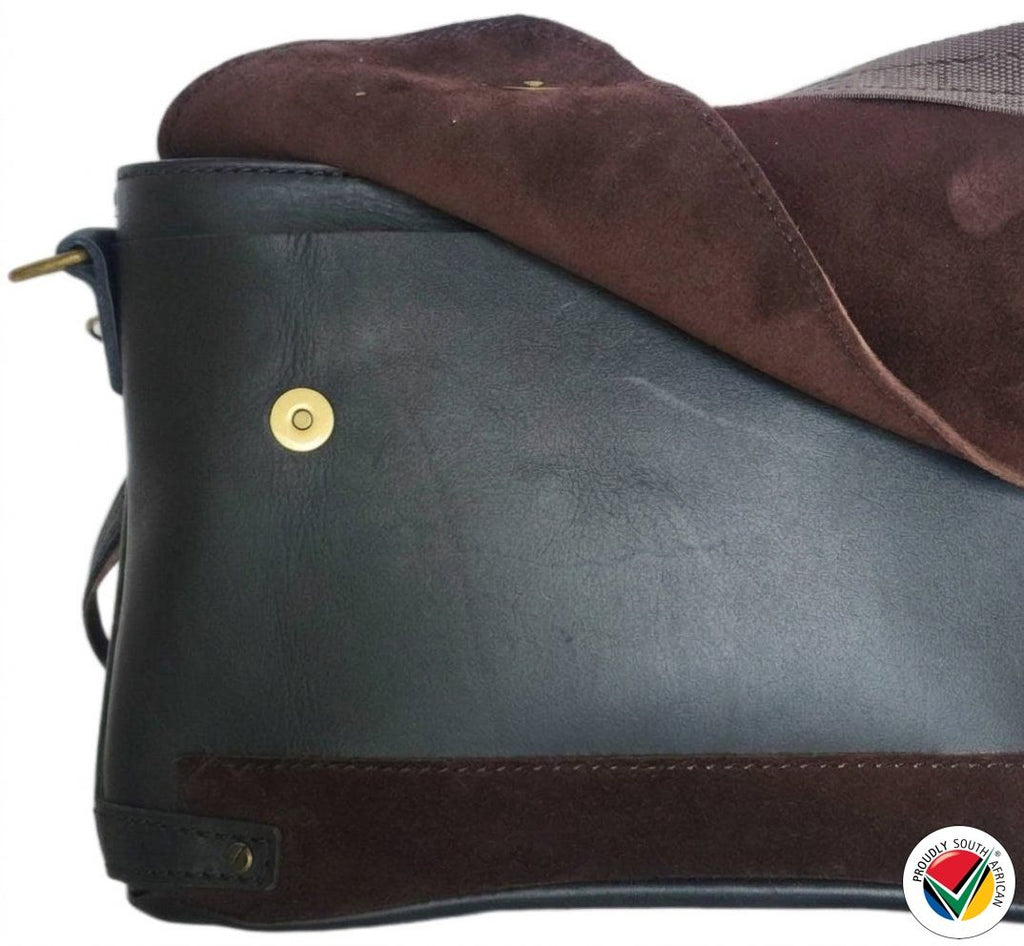 Genuine Leather Tablet Crossbody Bag Charcoal Proudly South African