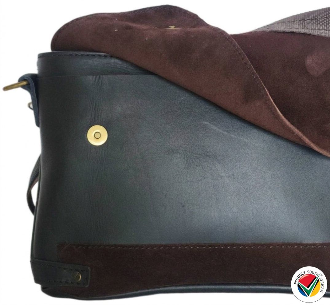 Genuine Leather Tablet Crossbody Bag Charcoal Proudly South African