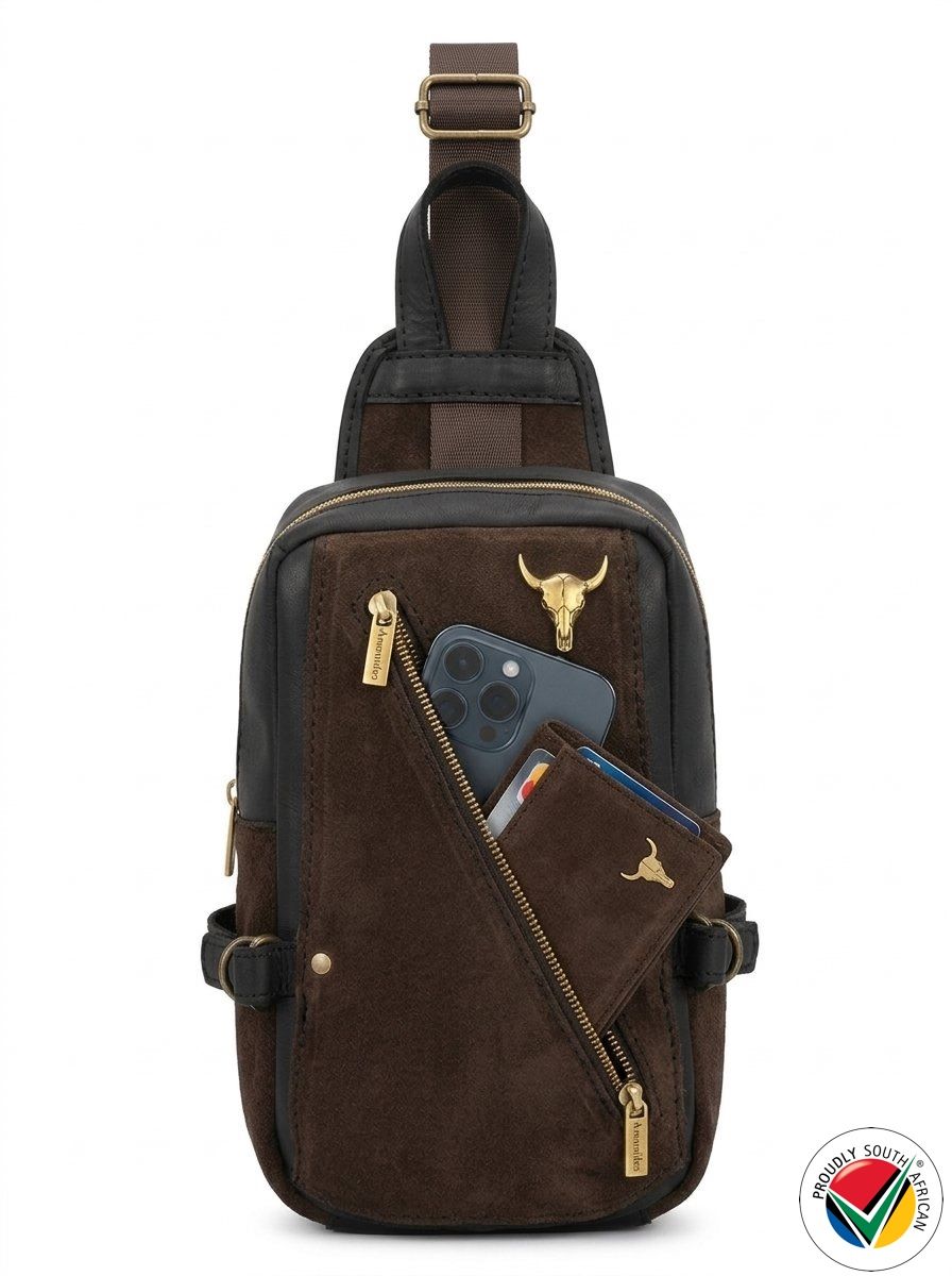 Genuine Leather SlingBag Crossbody Adjustable Proudly South African - Diesel