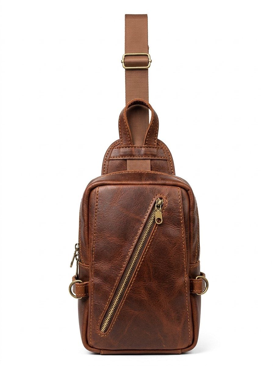 Genuine Leather SlingBag Crossbody Adjustable Proudly South African - Chocolate