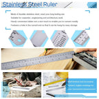 Craft Multifunctional Heavy Duty Stainless Steel Metal Ruler Set Of 3