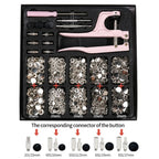 Craft 100 Piece Assorted Metal Button Ring Press Snap Fasteners Jumbo Kit - Silver