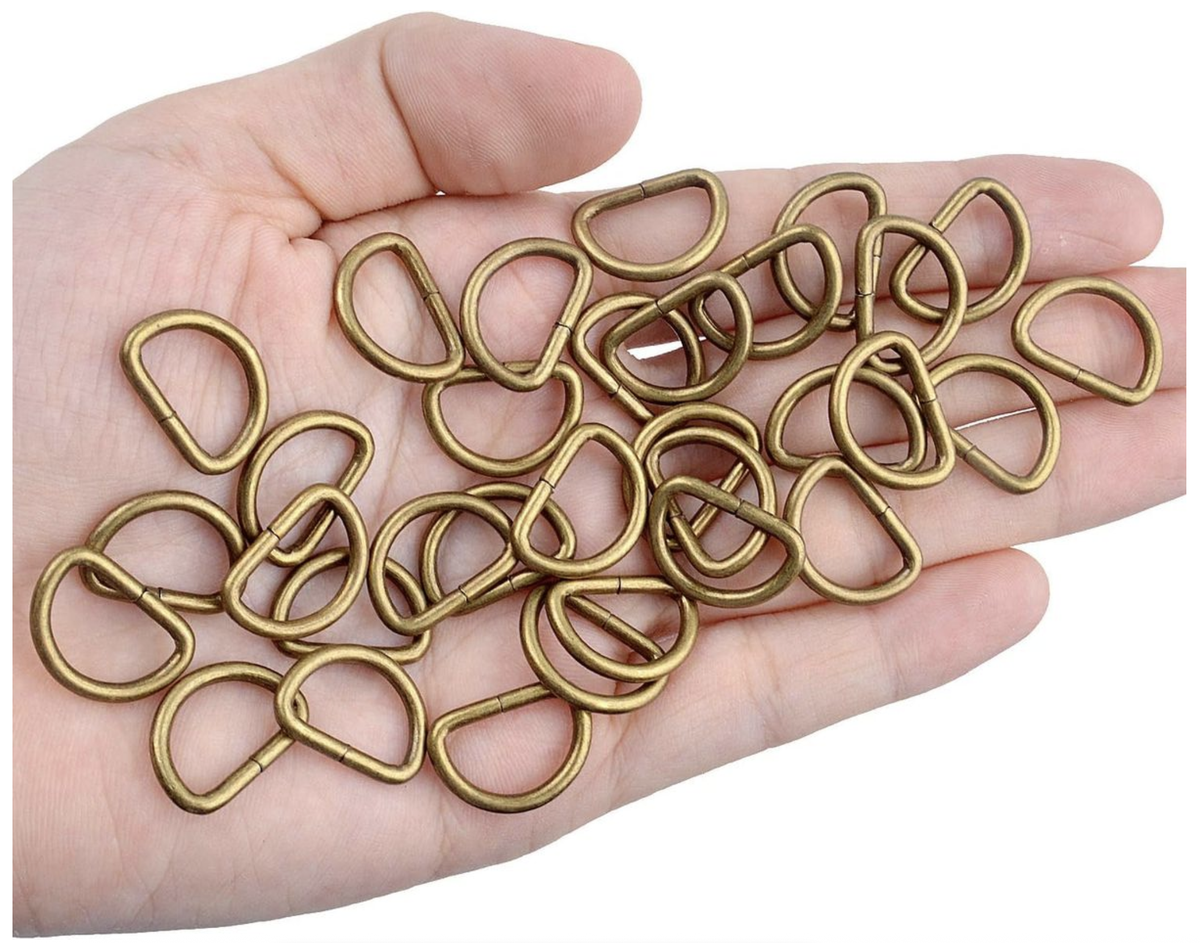 Leather Craft Rust-Proof Bronze Metal D-Rings For DIY Projects - 20 Piece - 25mm