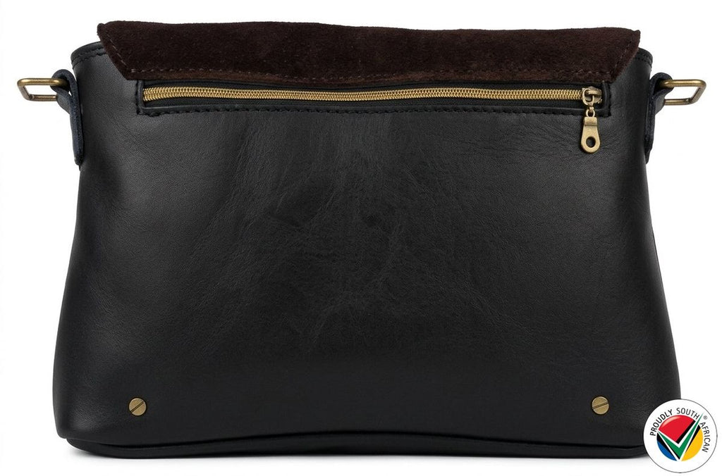 Genuine Leather Tablet Crossbody Bag Charcoal Proudly South African