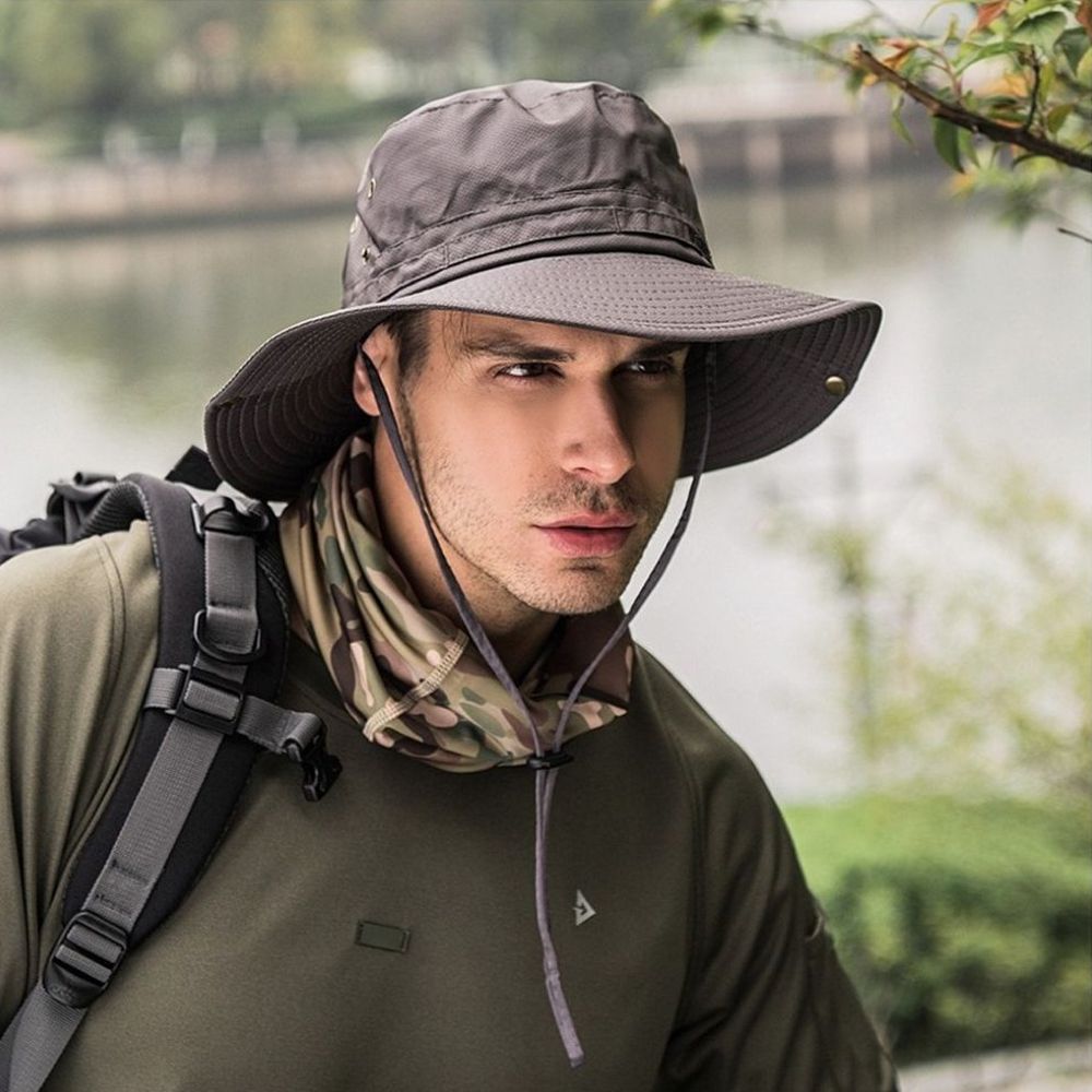 Camping Outdoor Fishing Bucket Hat - Green Aquarium Supplies - Black