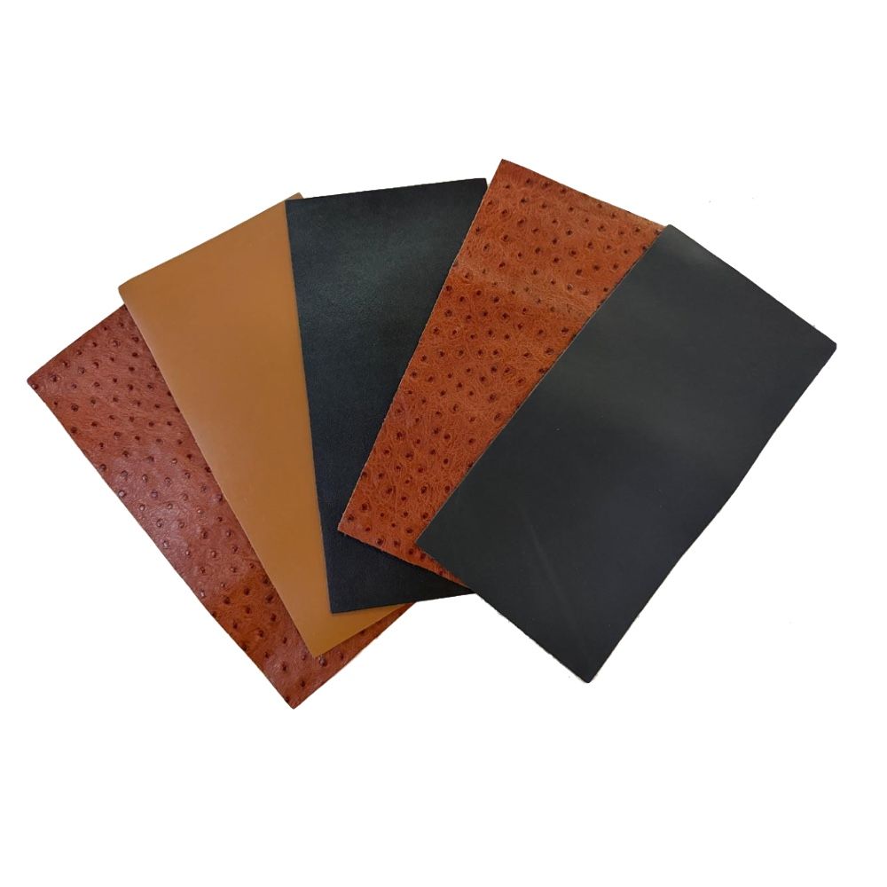 Craft Thick Genuine Cowhide Leather For DIY Projects Set of 5 - 30cm - Caramel, Brown & Black