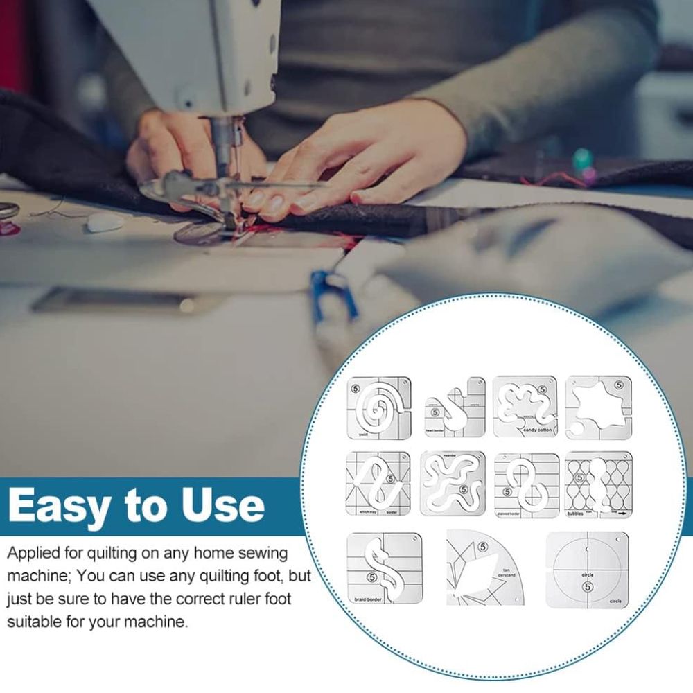 Craft DIY Multifunctional Acrylic Sewing Template Ruler Set of 11