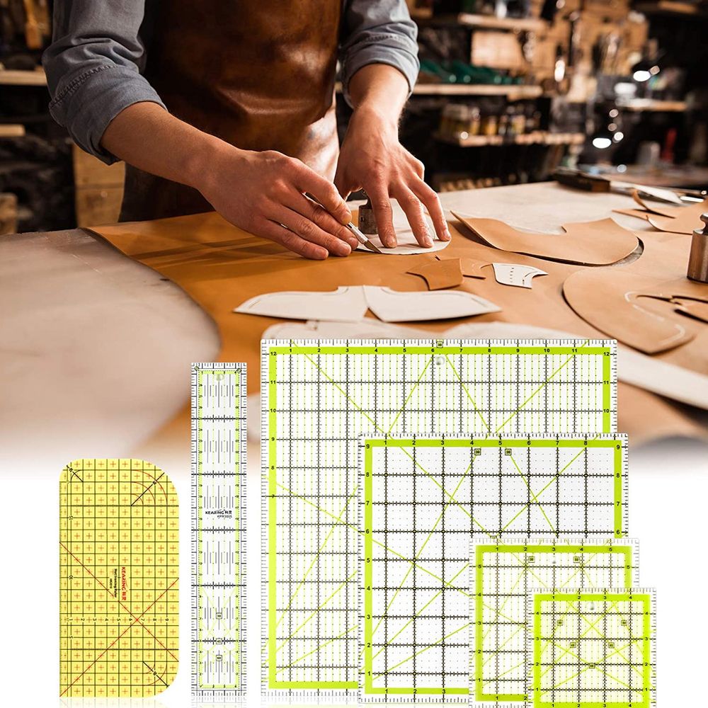 Craft Multifunctional Square Acrylic Quilting Fabric Cutting Ruler Set Of 6 - Yellow