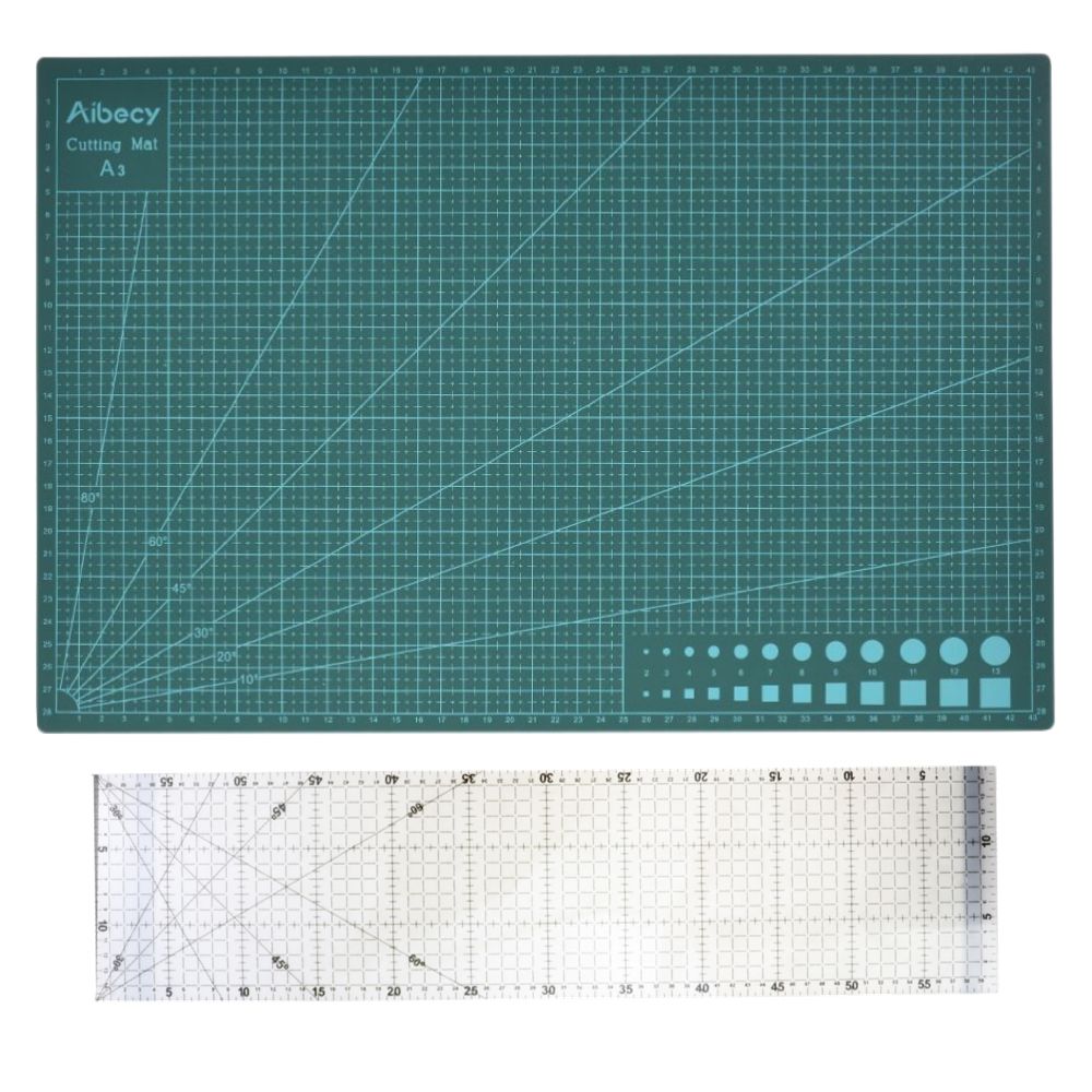 Craft Cutting Mat Pad Double-sided Self Healing with Perspex Ruler 60cm - A2 (420 mm x 594 mm)-M