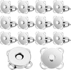 Craft DIY Stitch Sew On Magnetic Press Buttons Set of 15 - 1.4cm - Silver