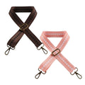 Craft Adjustable Shoulder Bag Straps With Bronze Metal Buckle 2pc -135cm - Brown & Pink