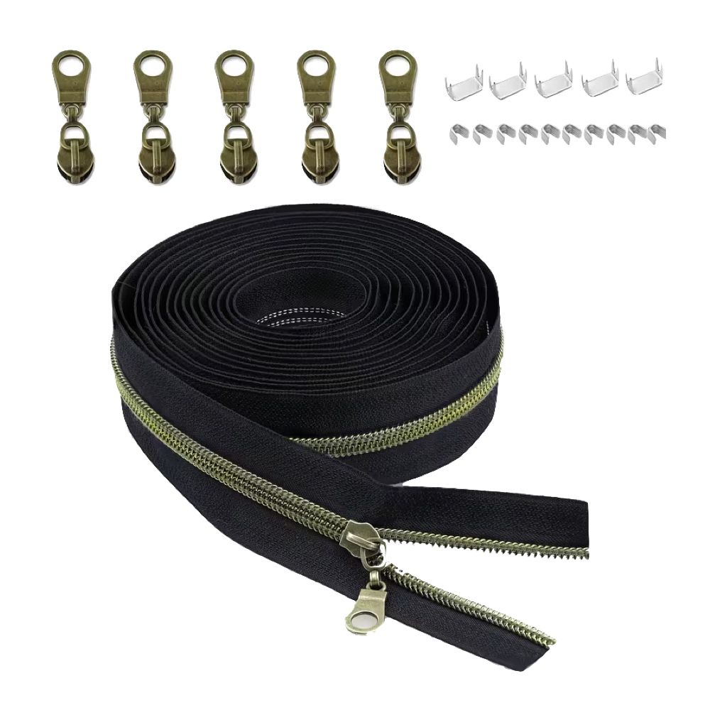 Craft One Roll Nylon Coil Zipper For Sewing With Bronze Teeth-366cm