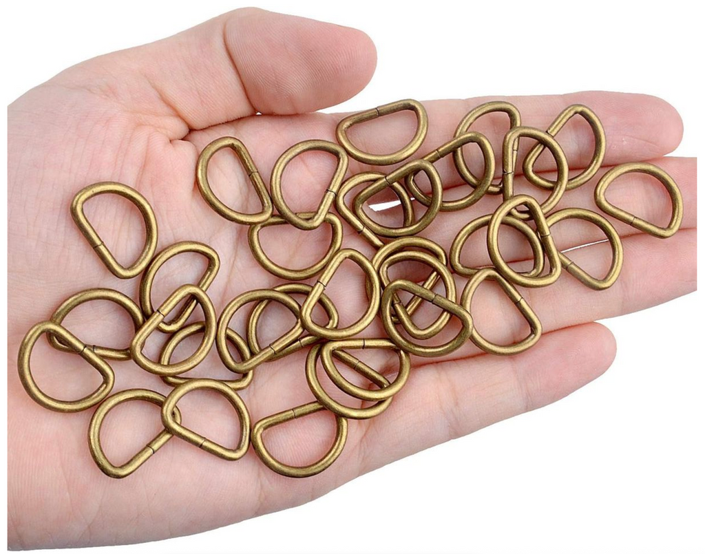 Leather Craft Rust-Proof Bronze Metal D-Rings For DIY Projects - 20 Piece - 32mm