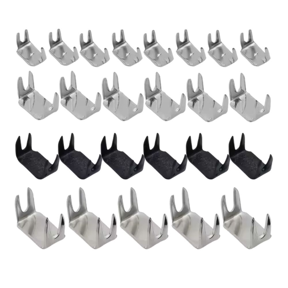 Craft DIY Silver & Black Upper And Lower Zipper Stop Replacements - 200pc
