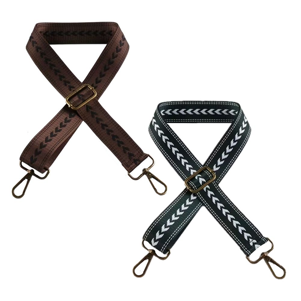 Craft Adjustable Shoulder Bag Straps With Bronze Metal Buckle 2pc -135cm - Brown & Dark Green