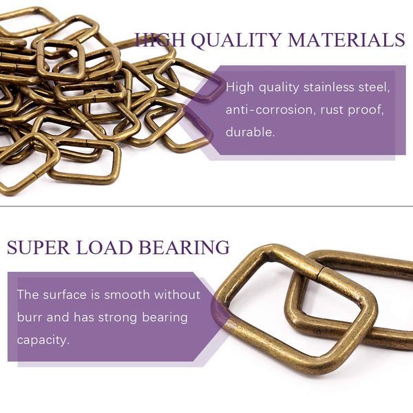 Craft DIY Heavy Duty Metal Webbing Belt Buckle Rectangle Rings - 25 Piece - 3.5cm x 1.5cm