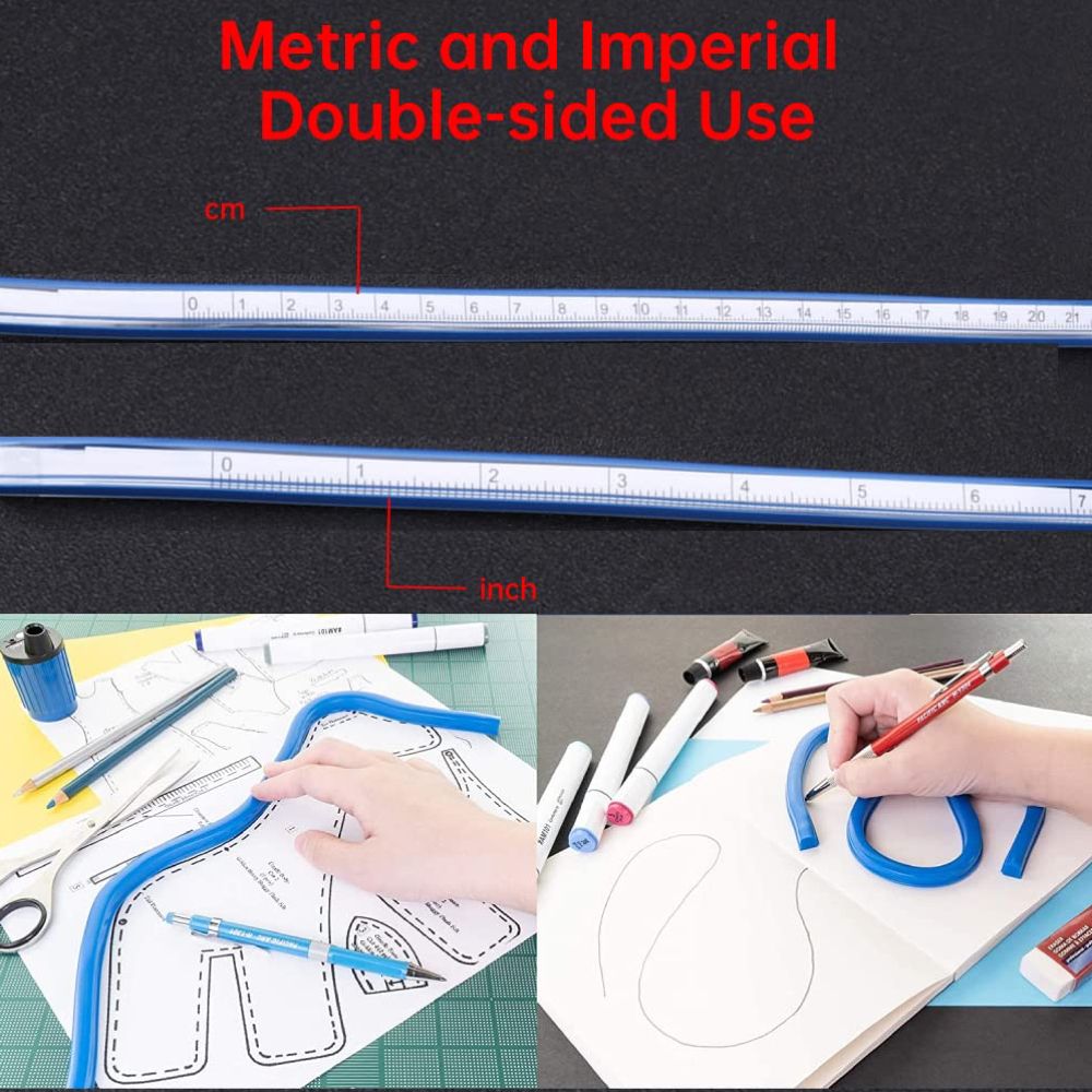 Craft Stationery Hyper Flexible Curve Ruler - Set of 2 - 30-60cm