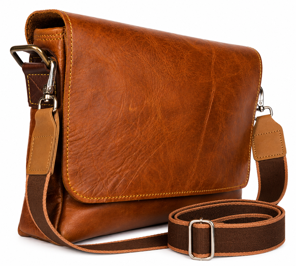 Handmade Genuine Honey Leather Crossbody Shoulder Bag Proudly South African
