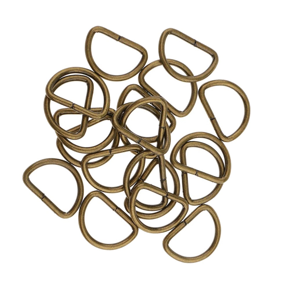 Leather Craft Rust-Proof Bronze Metal D-Rings For DIY Projects - 20 Piece - 25mm