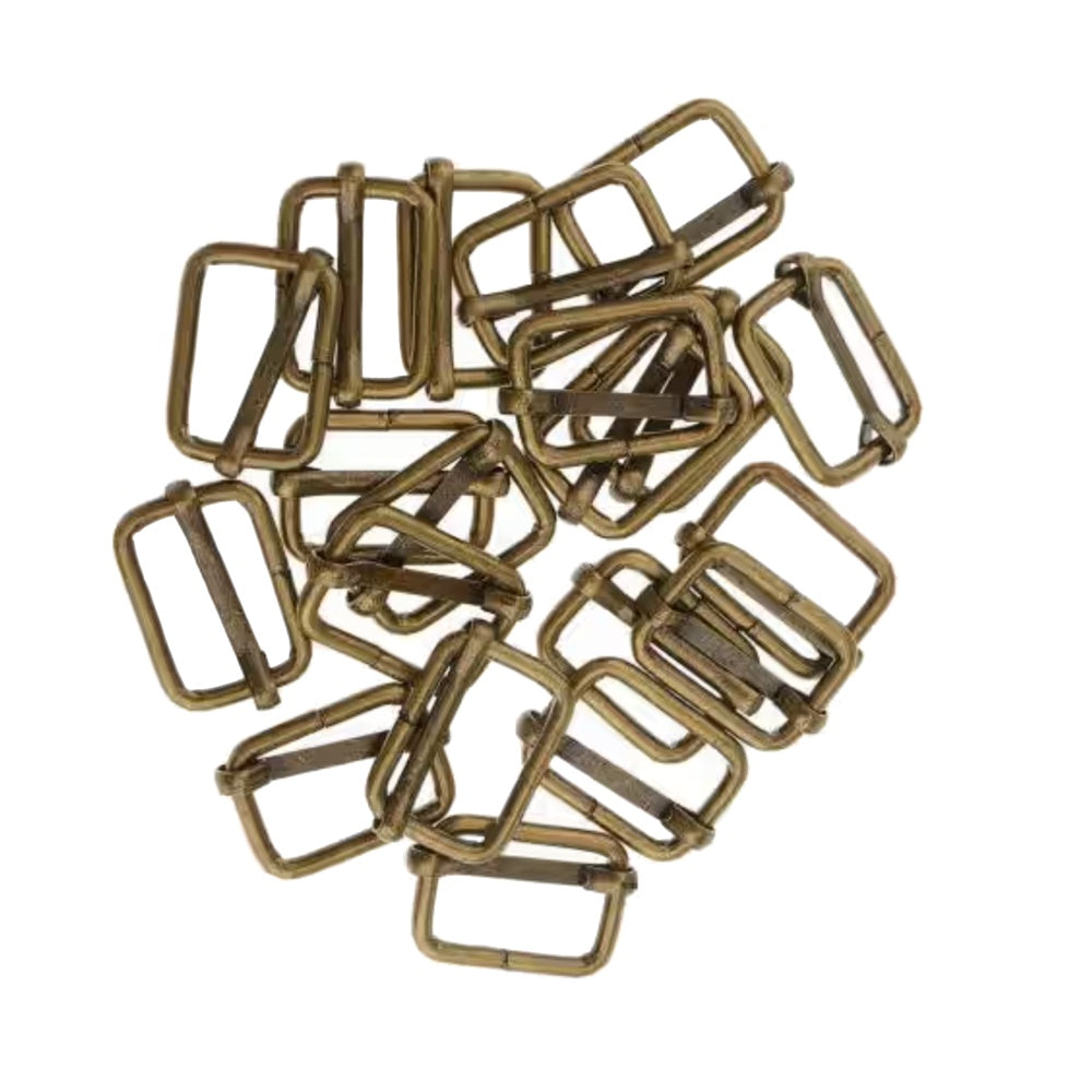 Leather Craft Rust-Proof Bronze Metal Adjustable Slide Buckles - 20pc - 25mm