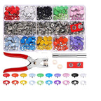 Craft Snap Fasteners Kit Metal Press Studs Prong Ring Buttons 100 Sets