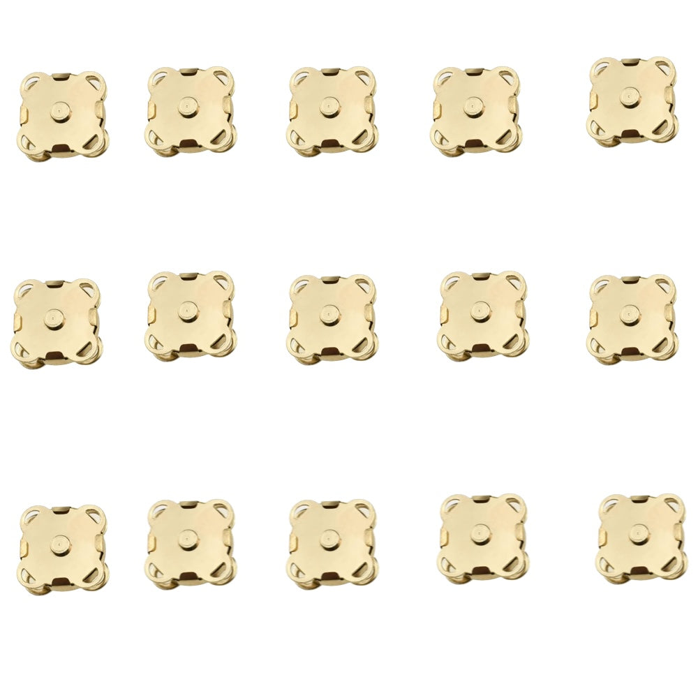 Craft DIY Stitch Sew On Magnetic Press Buttons Set of 15 - 1.4cm - Gold