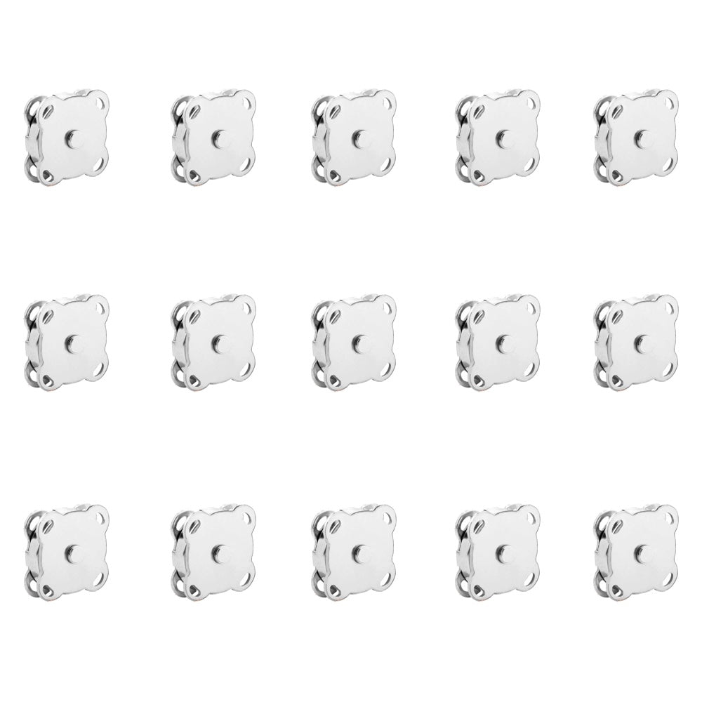 Craft DIY Stitch Sew On Magnetic Press Buttons Set of 15 - 1.4cm - Silver