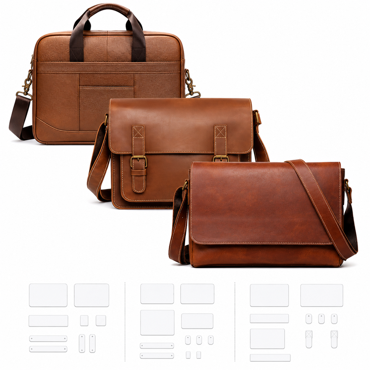 Craft DIY Leathercraft DIY Leather Bag Template/Stencils Set of 3 Designs - Bundle 3