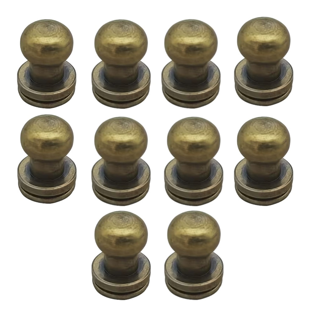 Craft Zinc Alloy Round Head Button Stud Screw Leather Rivets 10 Pc - 0.8cm