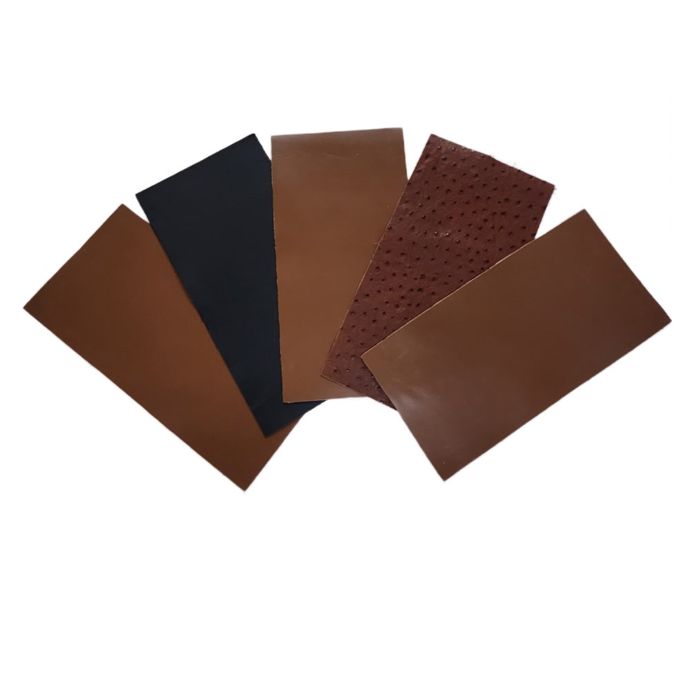 Craft Thick Genuine Cowhide Leather For DIY Projects Set of 5 - 30cm - Chocolate Brown & Black