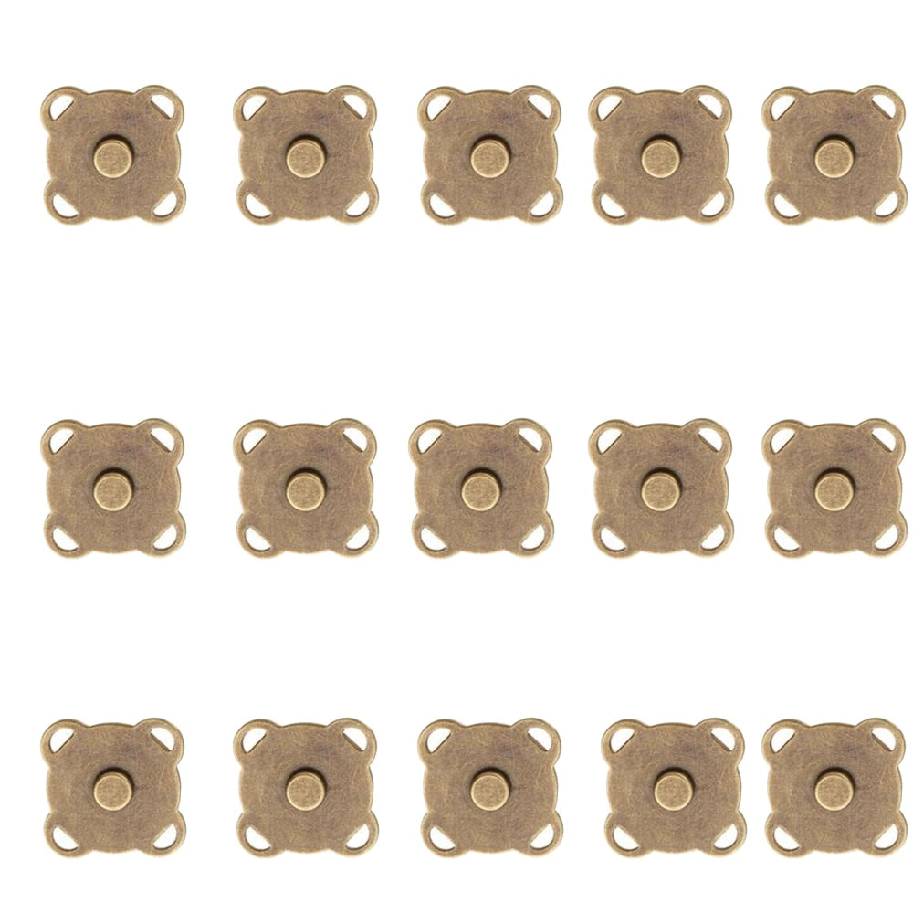 Craft DIY Stitch Sew On Magnetic Press Buttons Set of 15 - 1.4cm - Bronze